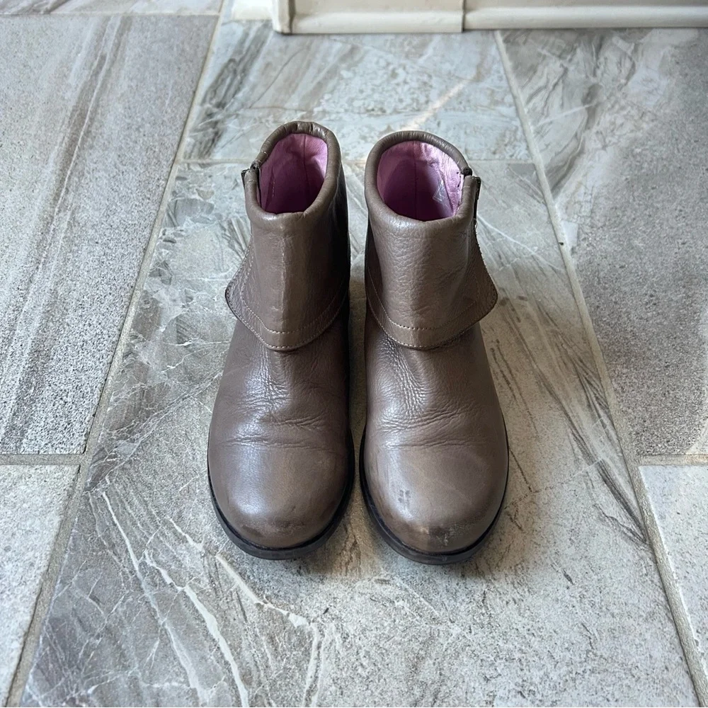 Jacadi Paris Girl Brown Leather Ankle Boots, Size 35 EU/US 3.5